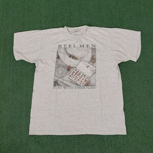 VINTAGE 1994 Peggy Murray Reel Men Play With Their Flies Fishing T Shirt Size La